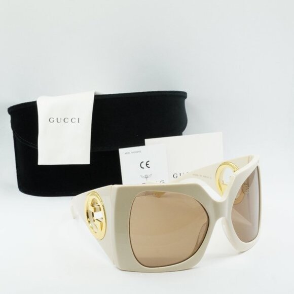 Gucci GG1255S 002 Butterfly Sunglasses - Ivory/Light Brown - Picture 10 of 10